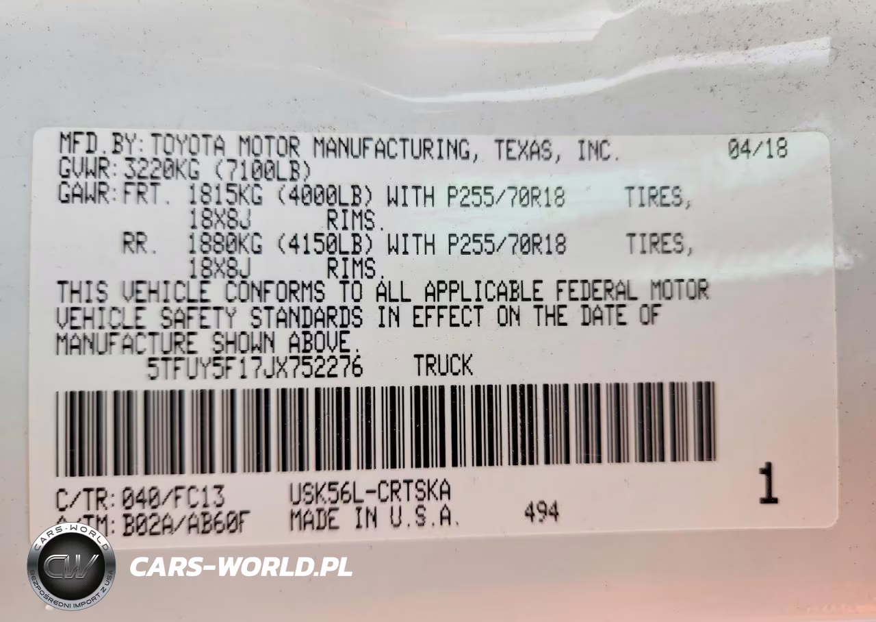 2018 Toyota Tundra Sr5 VIN:5TFUY5F17JX752276 - 13
