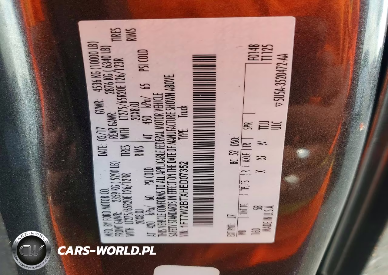 2017 Ford F250 Super Duty VIN:1FT7W2BTXHED07352 - 12