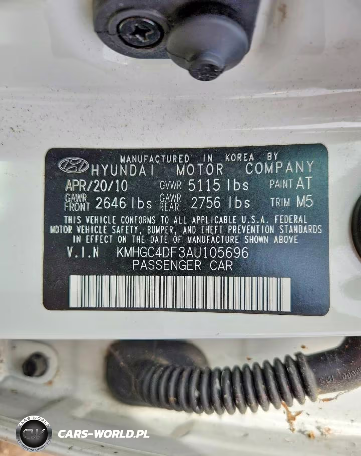 2010 Hyundai Genesis 4.6L VIN:KMHGC4DF3AU105696 - 2