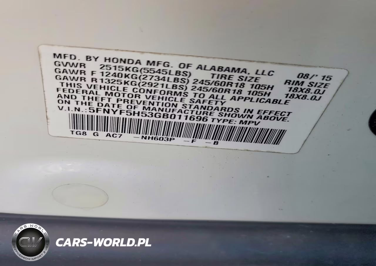 2016 Honda Pilot Exl VIN:5FNYF5H53GB011696 - 13