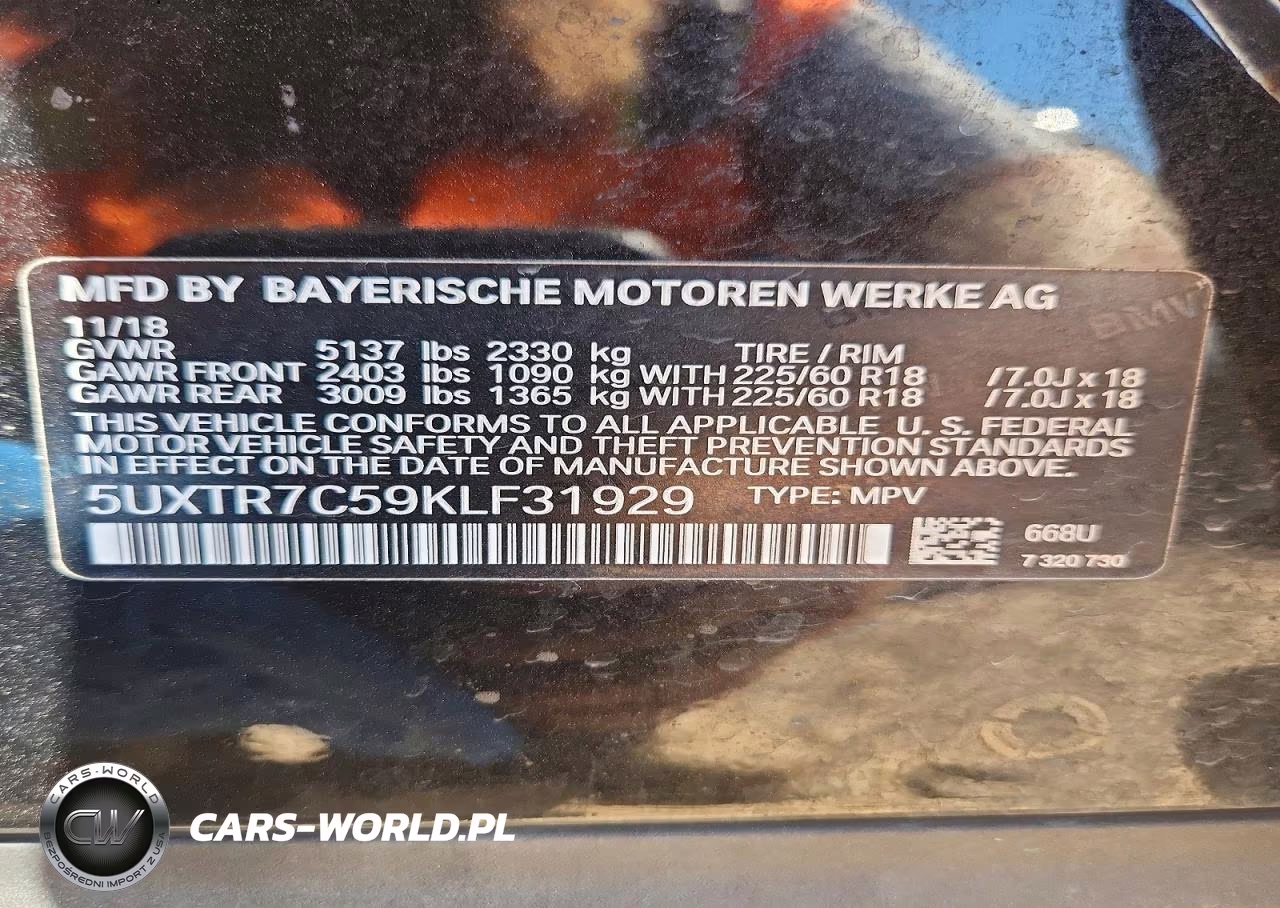 2019 BMW X3 Sdrive30I VIN:5UXTR7C59KLF31929 - 13