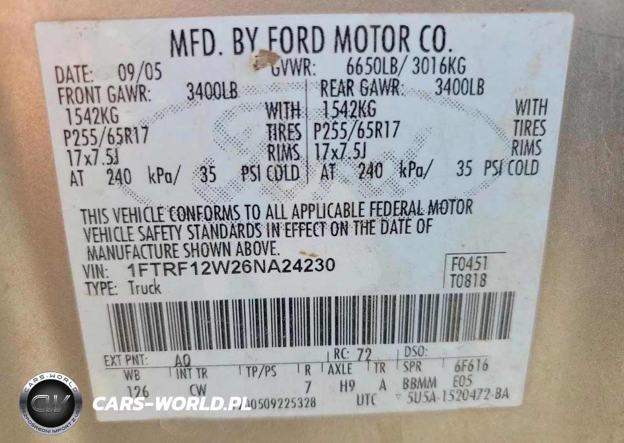2006 Ford F150 VIN:1FTRF12W26NA24230 - 12