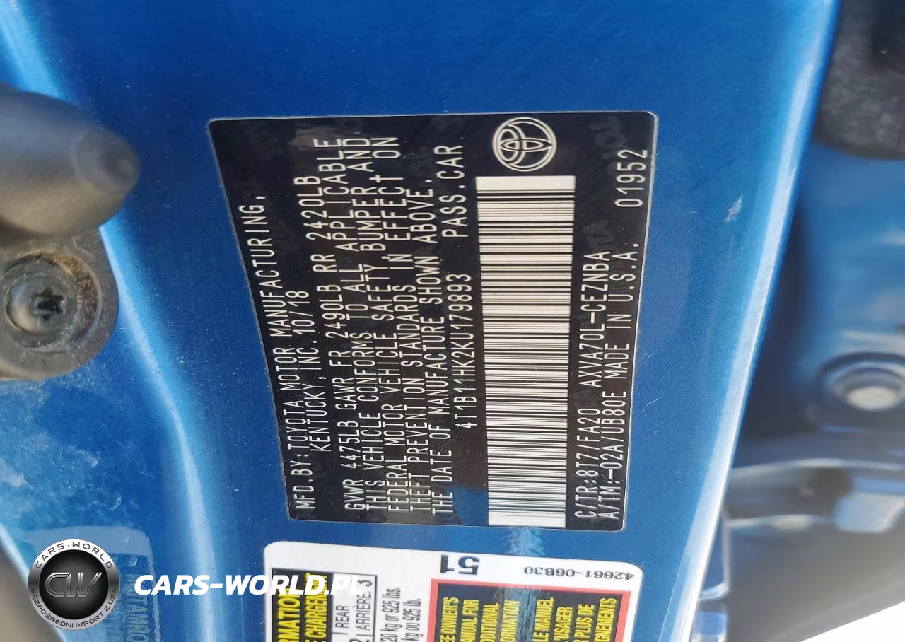2019 Toyota Camry Le VIN:4T1B11HK2KU179893 - 12