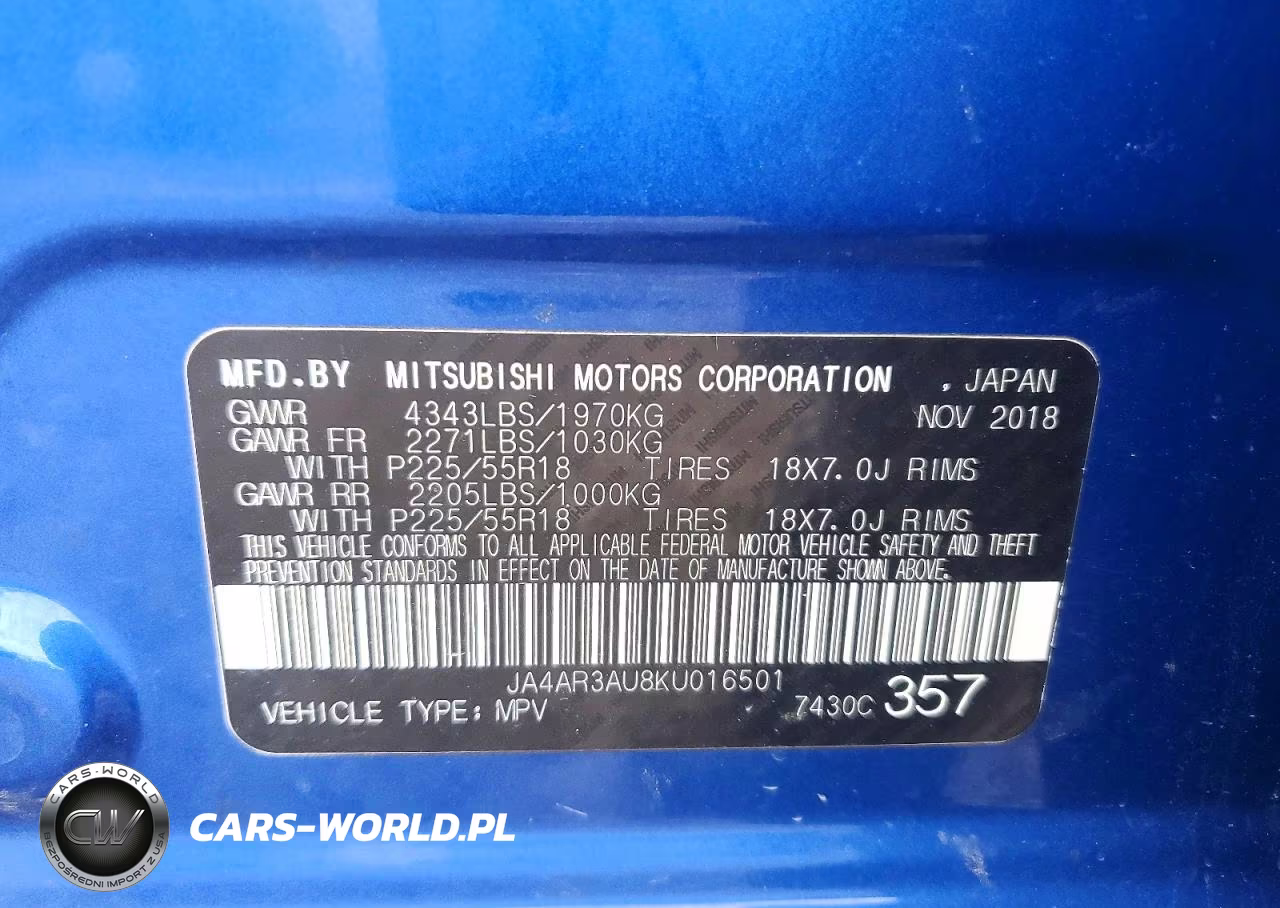 2019 Mitsubishi Outlander Sport Es VIN:JA4AR3AU8KU016501 - 13