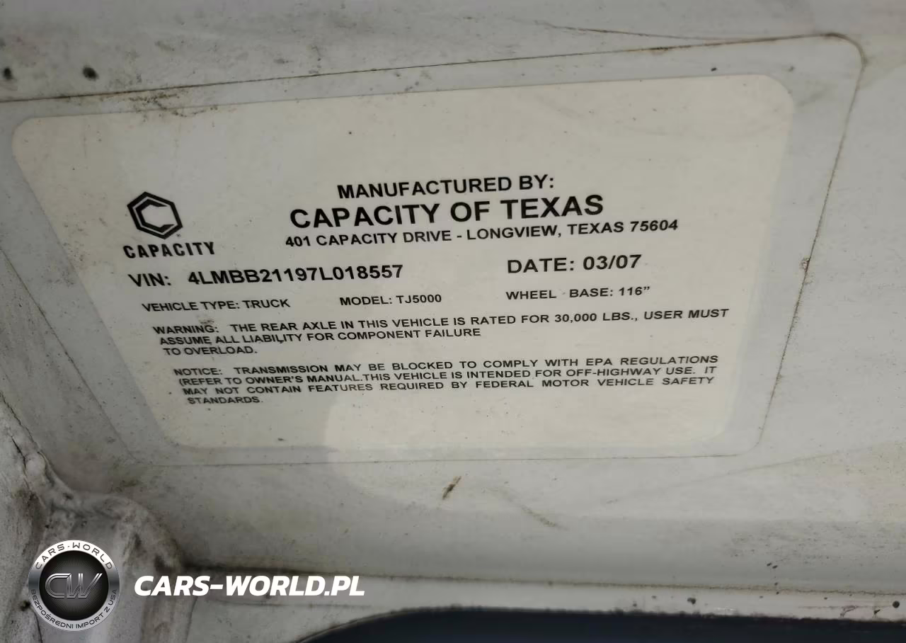 2007 Capacity Tj5000 Yard Truck VIN:4LMBB21197L018557 - 10