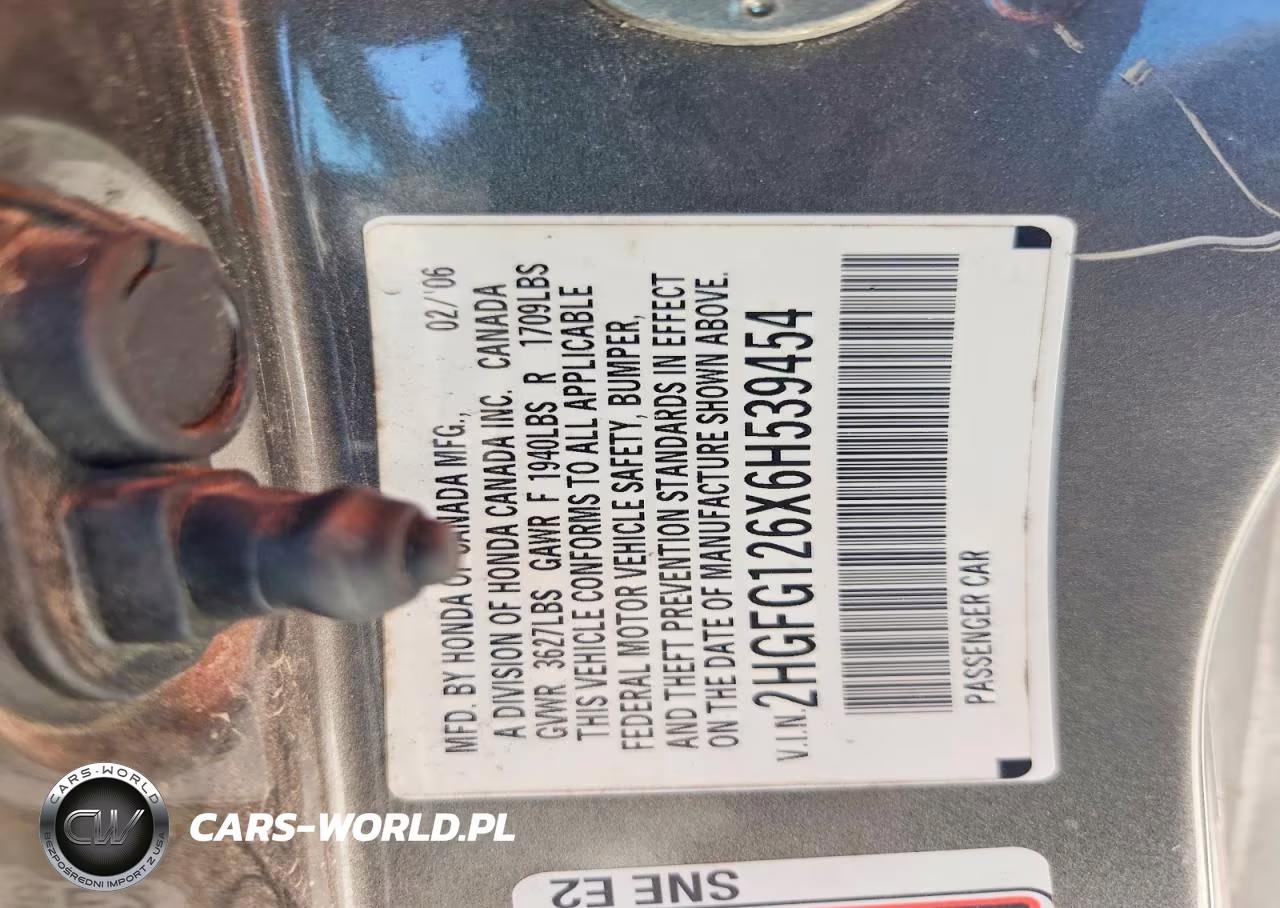2006 Honda Civic Lx VIN:2HGFG126X6H539454 - 12