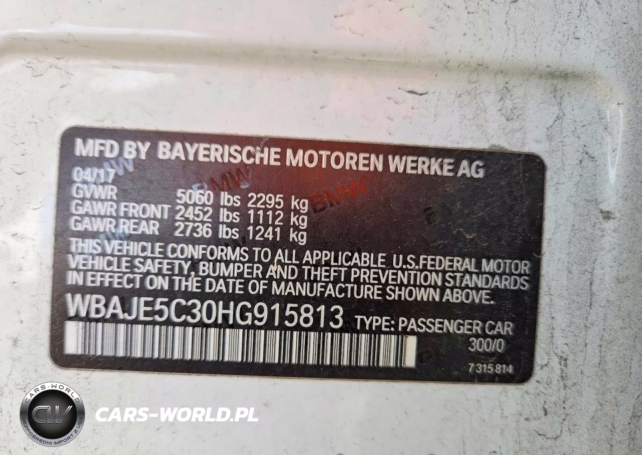 2017 BMW 540 I VIN:WBAJE5C30HG915813 - 12