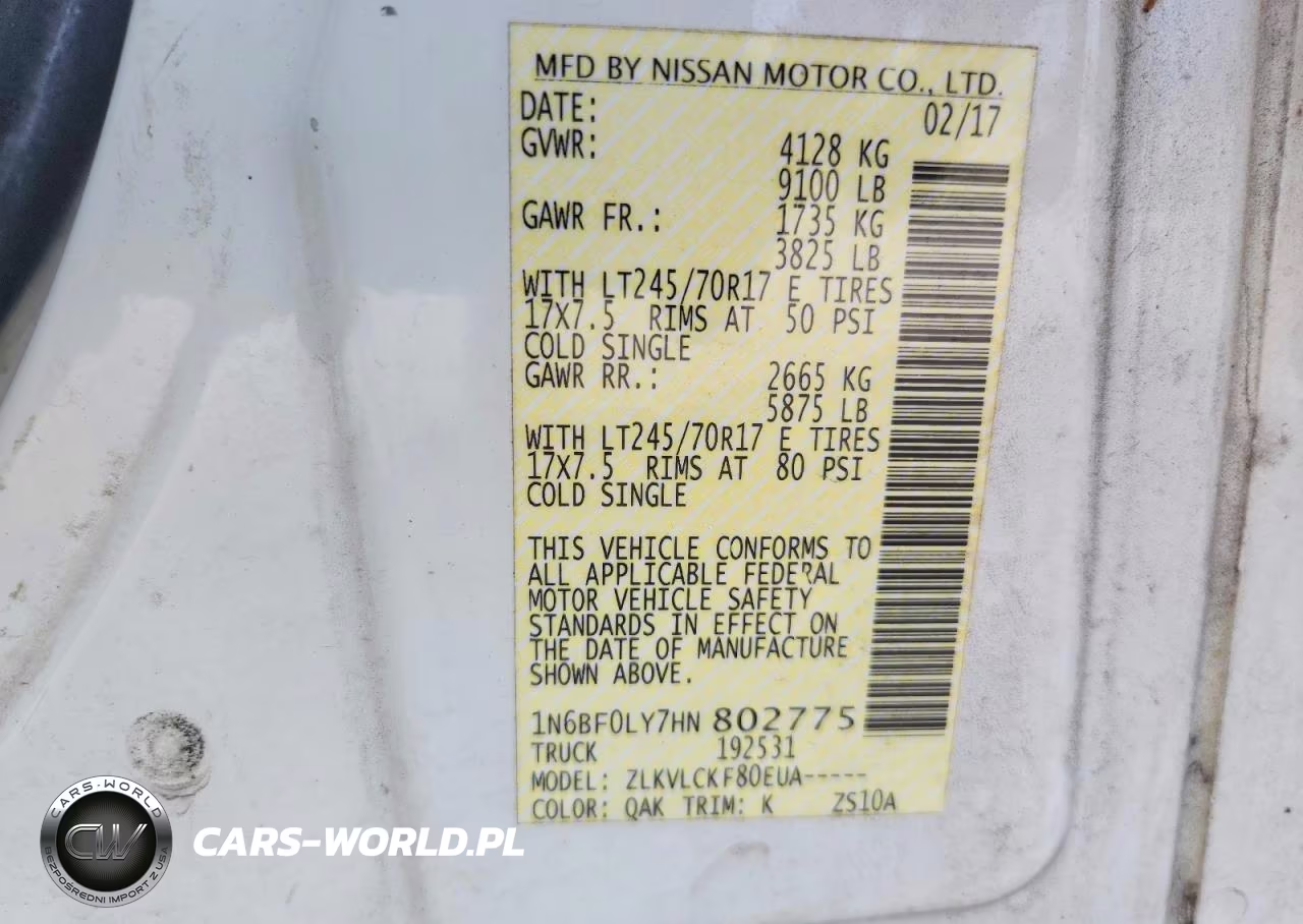 2017 Nissan Nv 2500 Hd S VIN:1N6BF0LY7HN802775 - 14