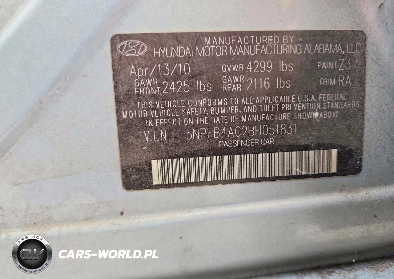 2011 Hyundai Sonata Gls VIN:5NPEB4AC2BH051831 - 12