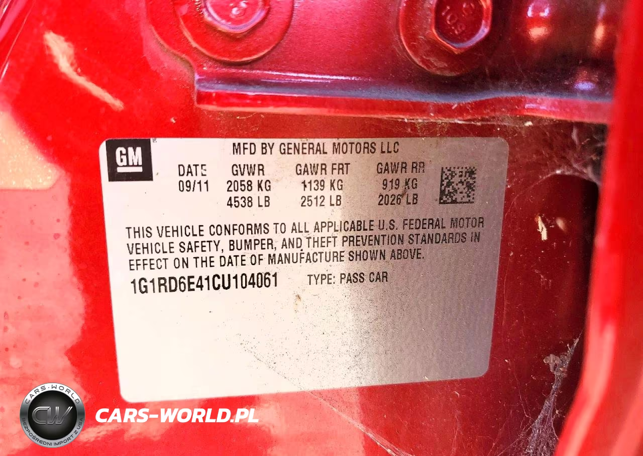 2012 Chevrolet Volt VIN:1G1RD6E41CU104061 - 12