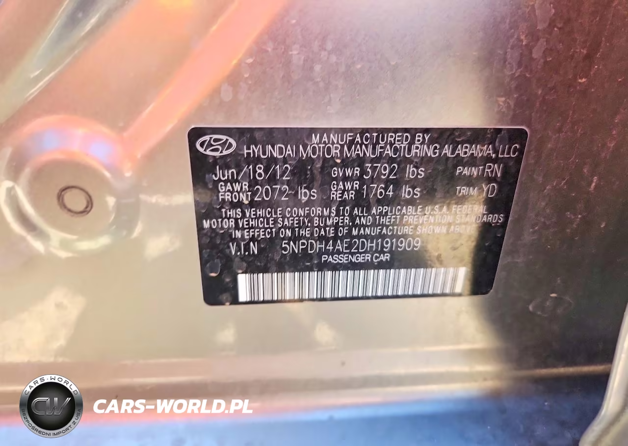 2013 Hyundai Elantra Gls VIN:5NPDH4AE2DH191909 - 12