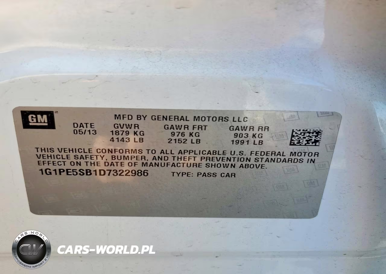 2013 Chevrolet Cruze Lt VIN:1G1PE5SB1D7322986 - 12