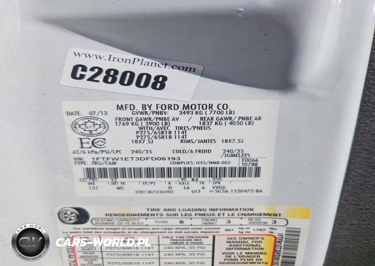 2013 Ford F150 Supercrew VIN:1FTFW1ET3DFD06193 - 12