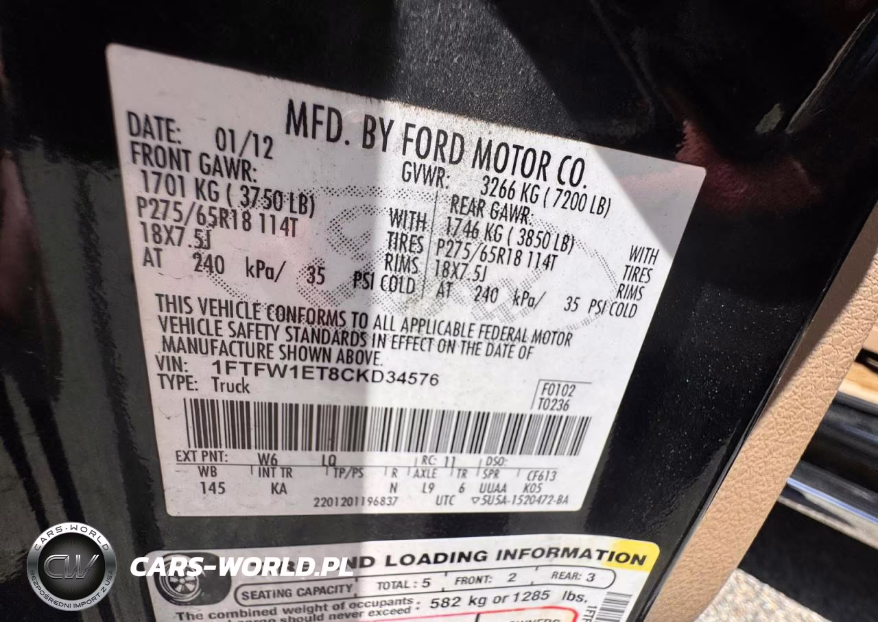 2012 Ford F150 Supercrew VIN:1FTFW1ET8CKD34576 - 10