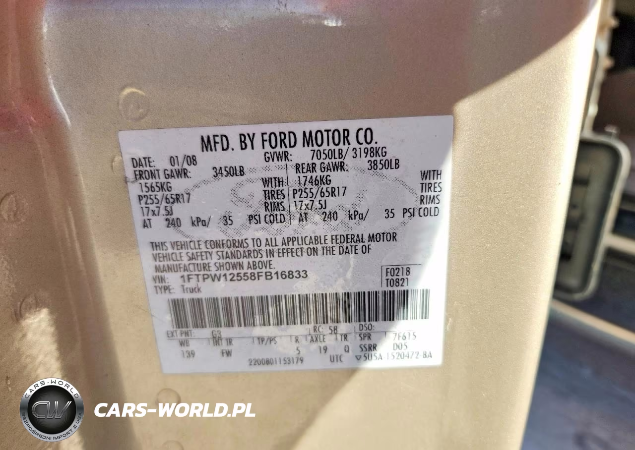 2008 Ford F150 Supercrew VIN:1FTPW12558FB16833 - 12