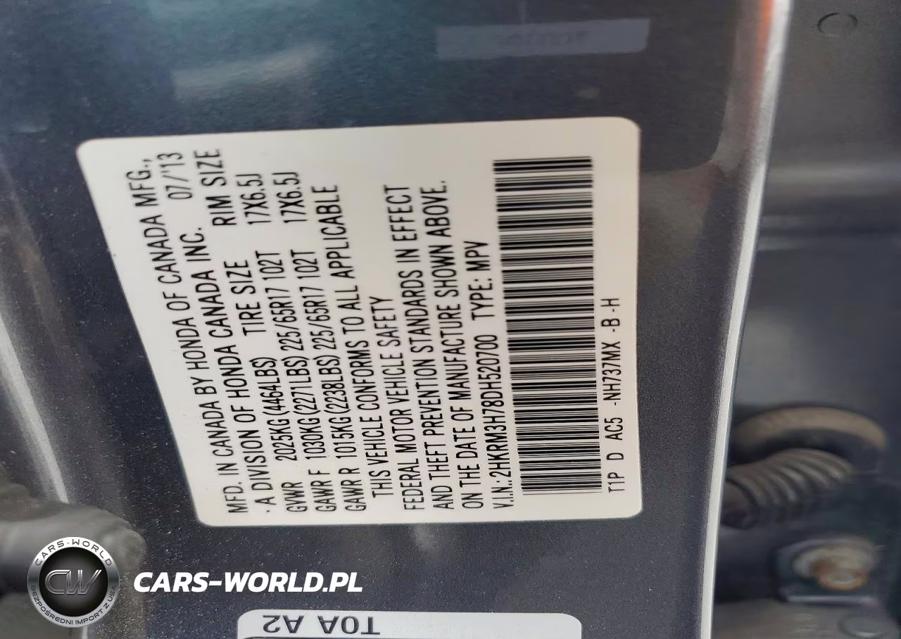 2013 Honda Cr-V Exl VIN:2HKRM3H78DH520700 - 13