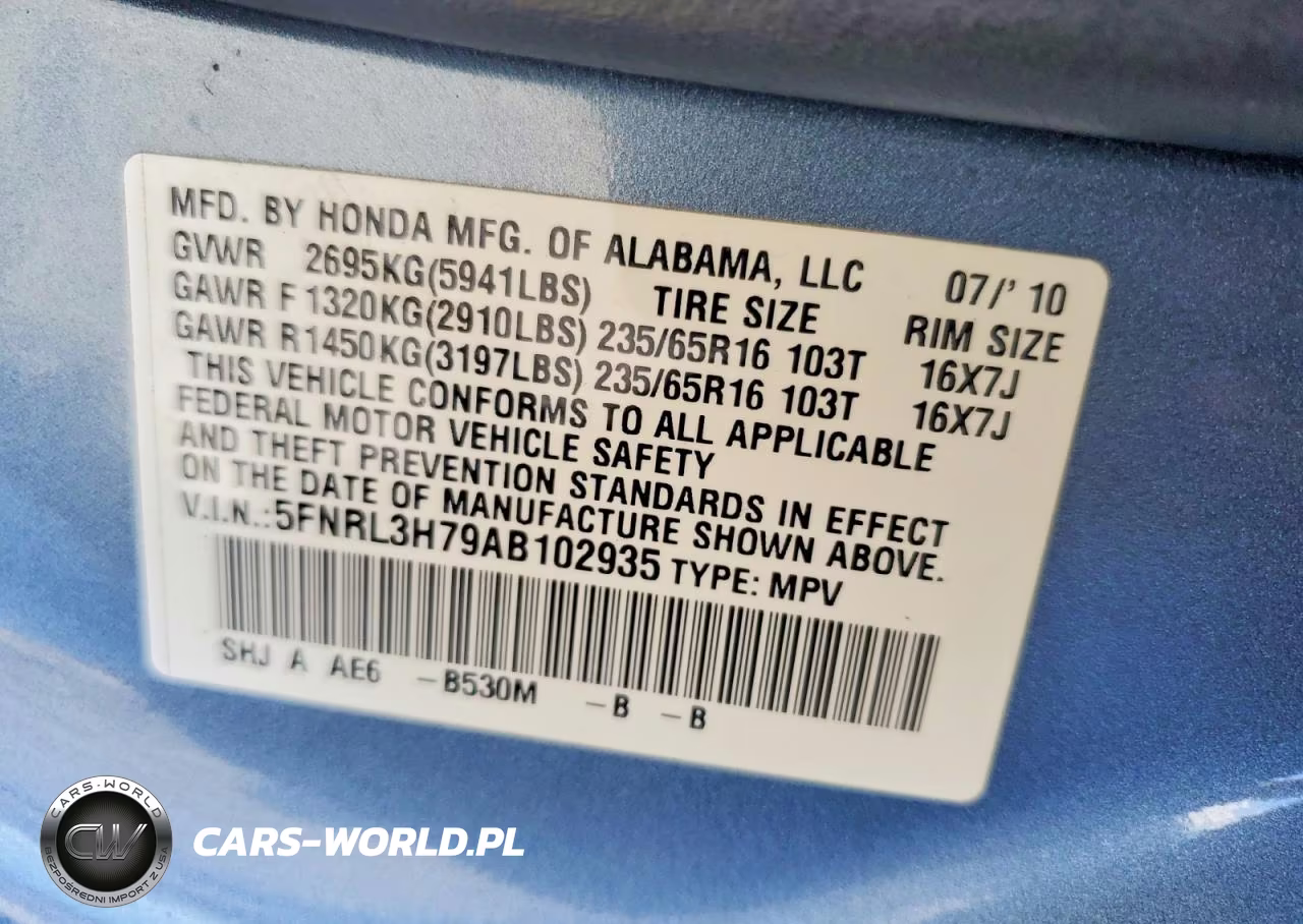 2010 Honda Odyssey Exl VIN:5FNRL3H79AB102935 - 13