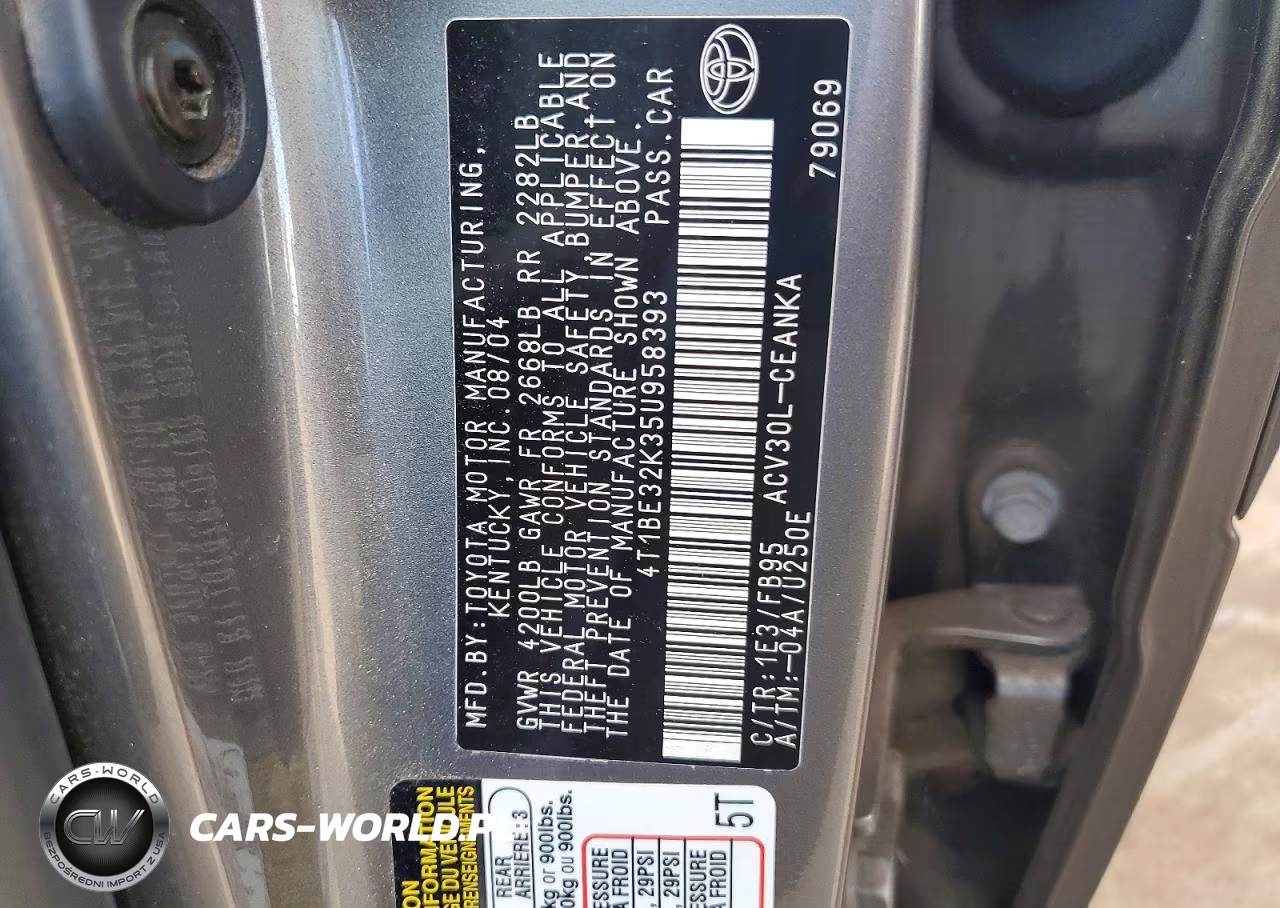 2005 Toyota Camry Standard VIN:4T1BE32K35U958393 - 12