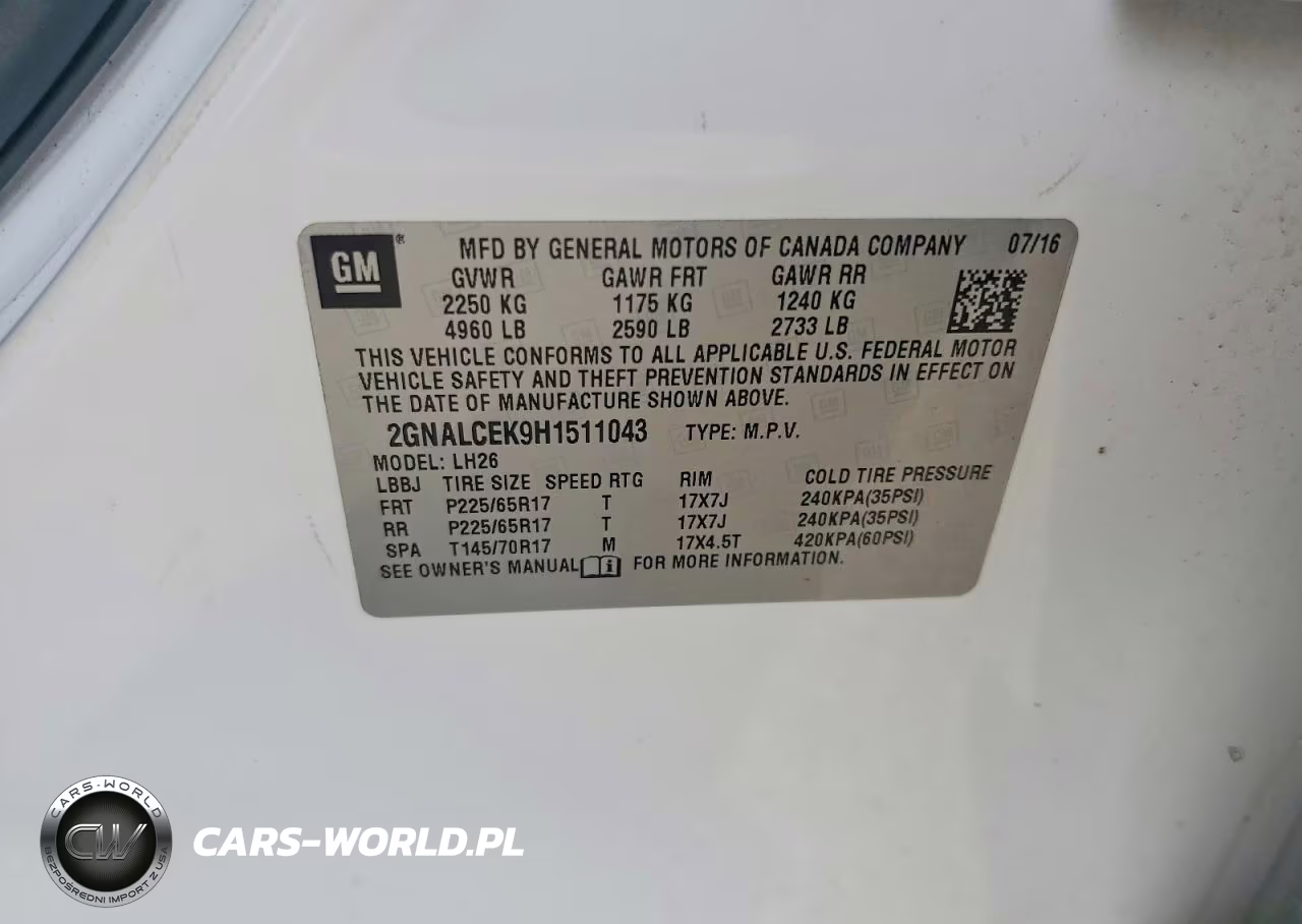 2017 Chevrolet Equinox Lt VIN:2GNALCEK9H1511043 - 13