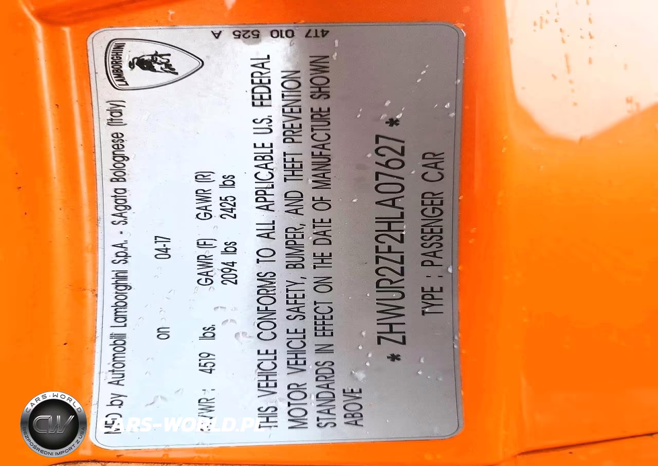 2017 Lamborghini Huracan VIN:ZHWUR2ZF2HLA07627 - 13