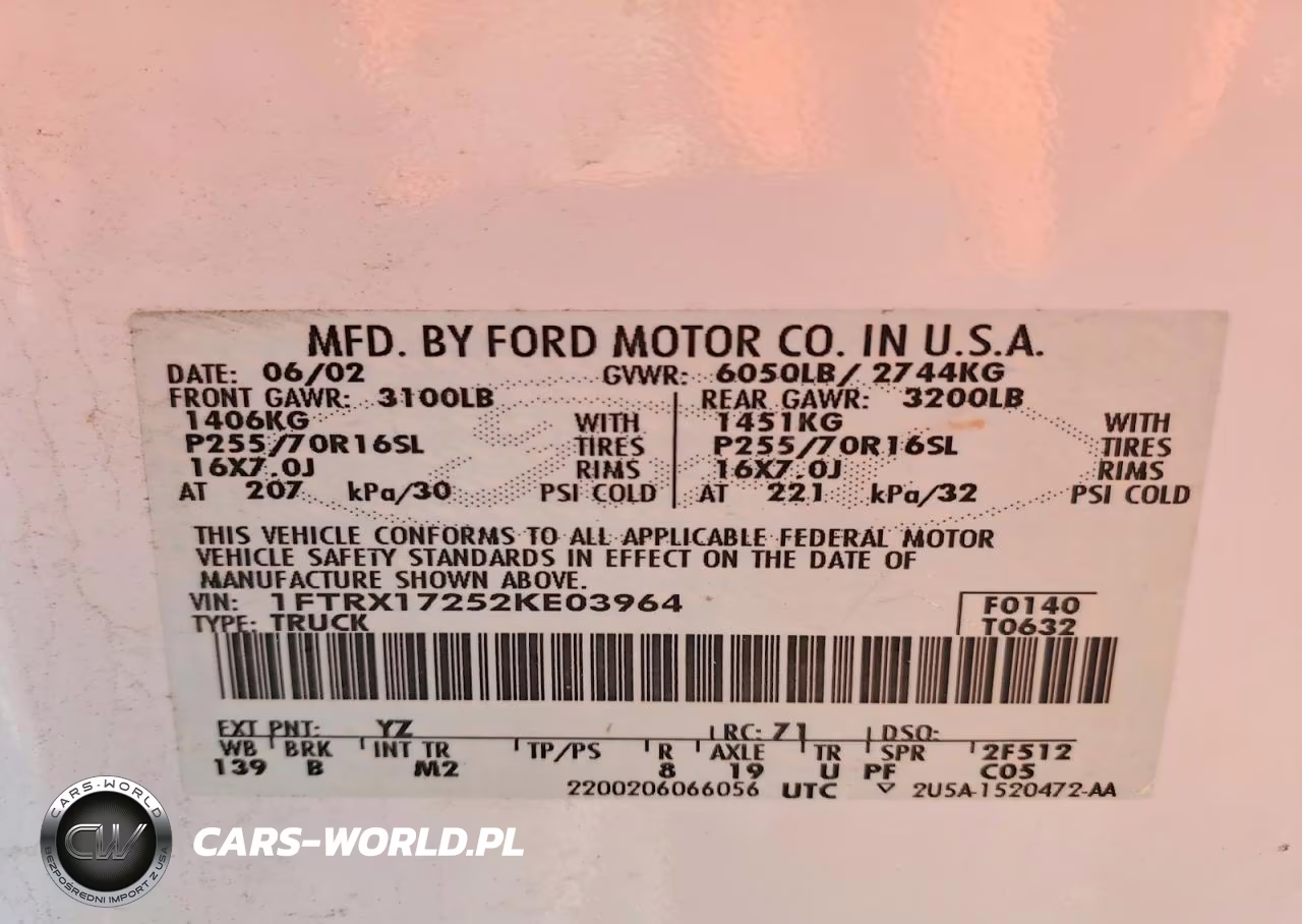 2002 Ford F150 VIN:1FTRX17252KE03964 - 12