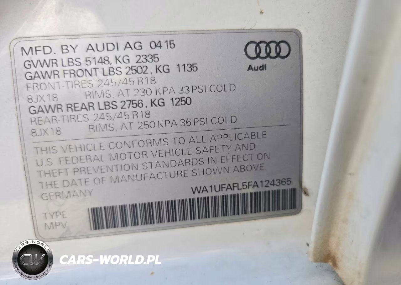 2015 Audi A4 Allroad Premium Plus VIN:WA1UFAFL5FA124365 - 13