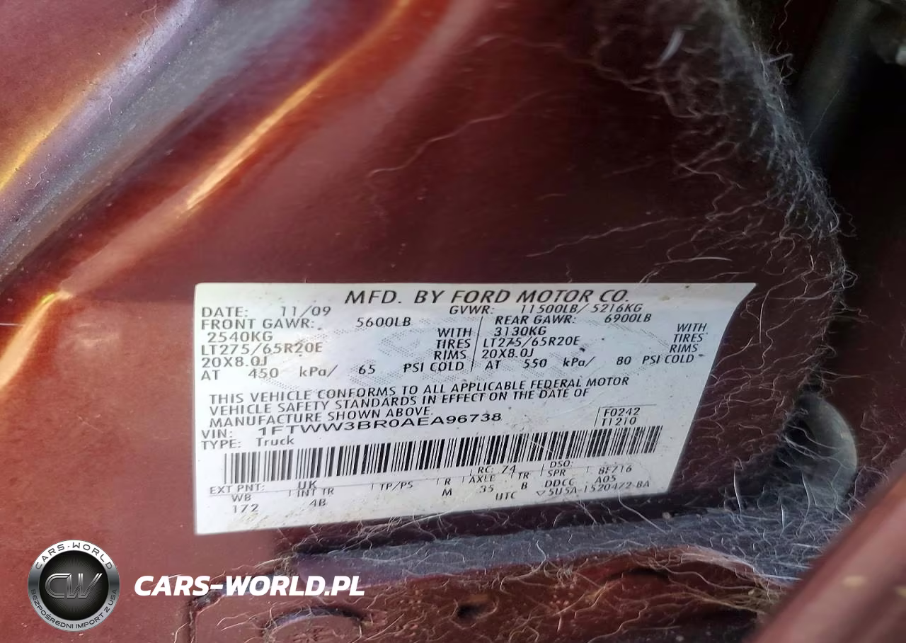 2010 Ford F350 Super Duty VIN:1FTWW3BR0AEA96738 - 12