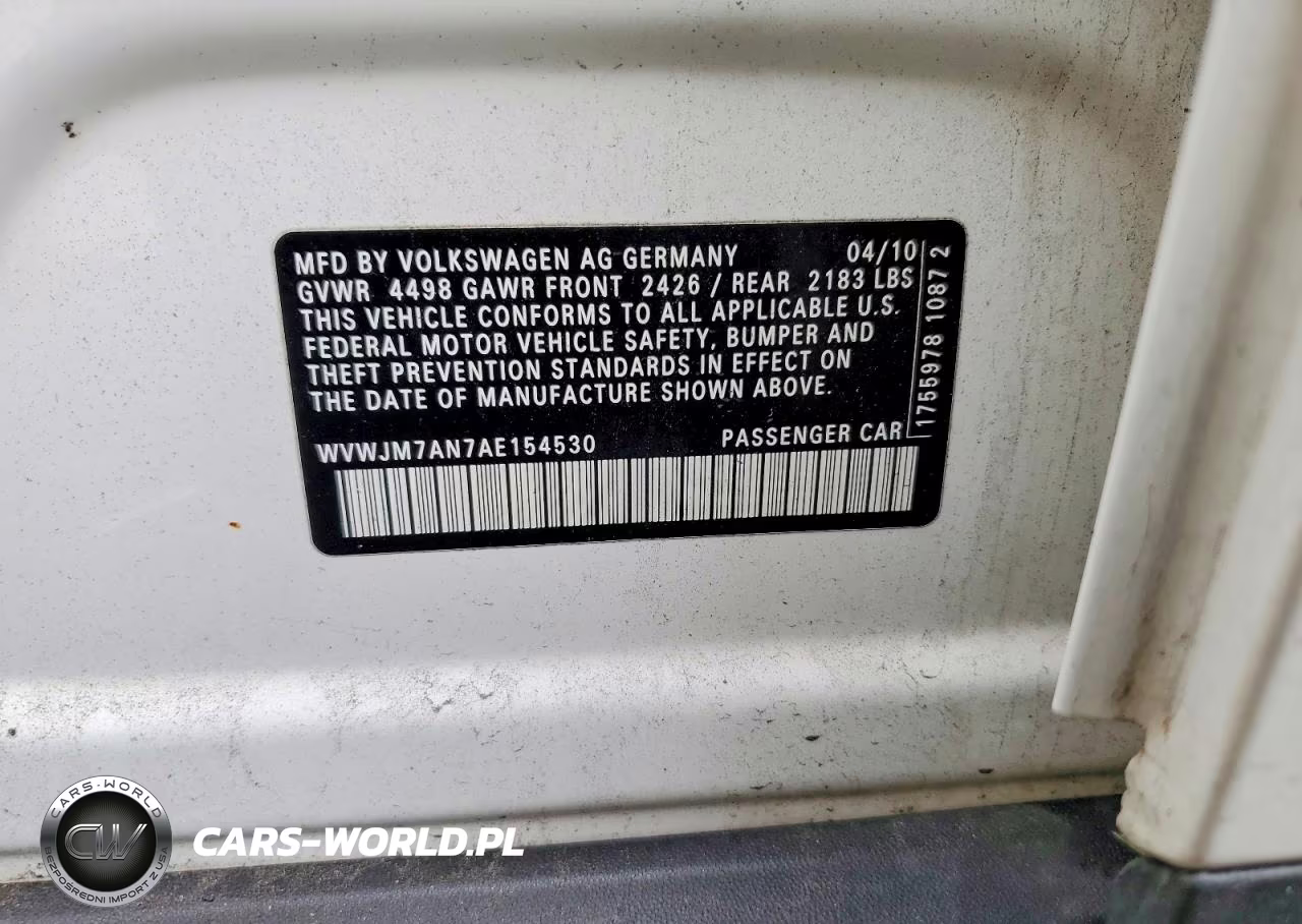 2010 Volkswagen Passat Komfort VIN:WVWJM7AN7AE154530 - 12