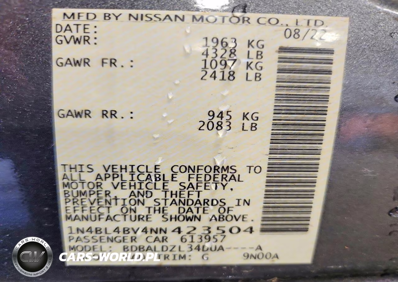 2022 Nissan Altima S VIN:1N4BL4BV4NN423504 - 12