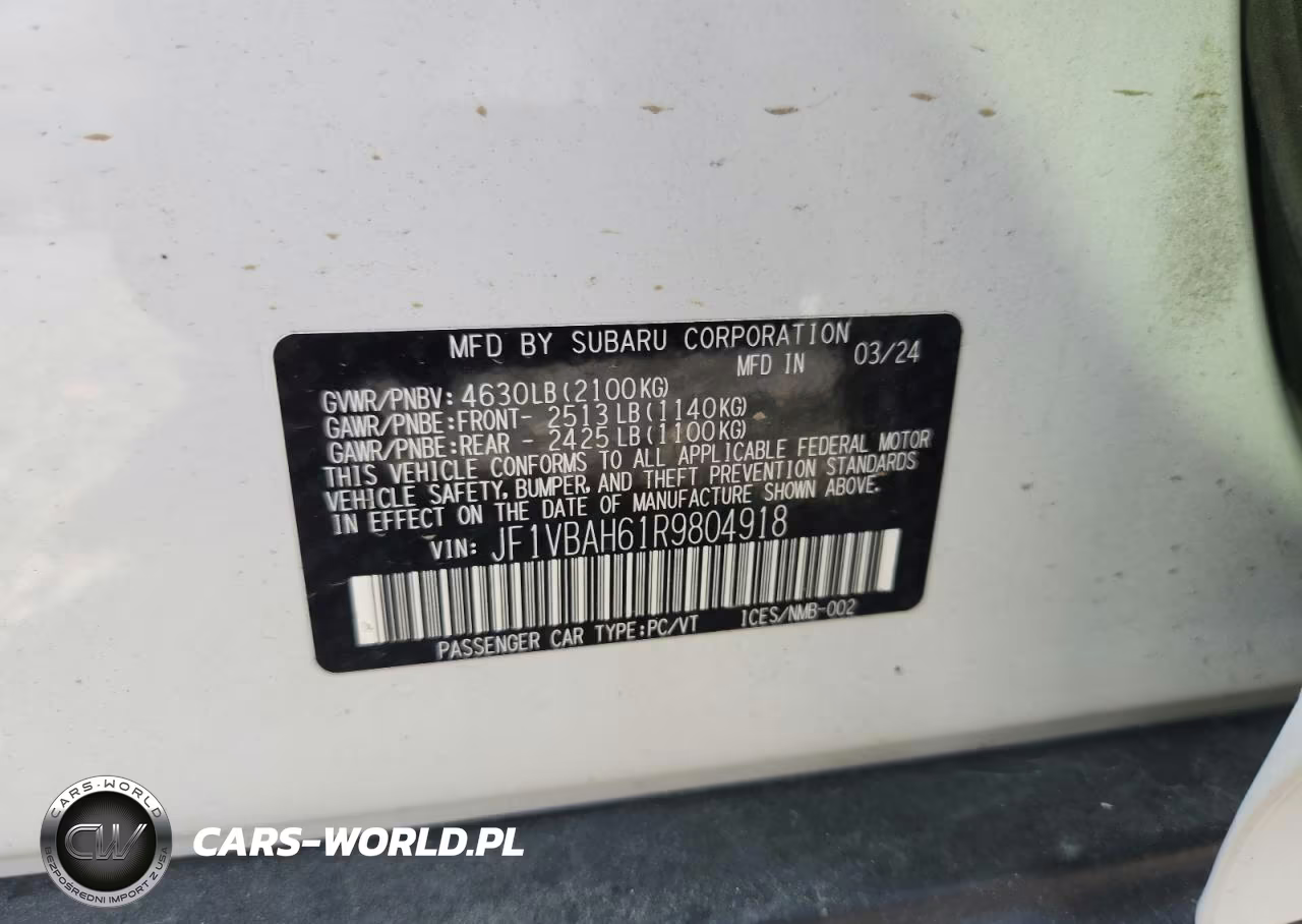 2024 Subaru Wrx Premium VIN:JF1VBAH61R9804918 - 13