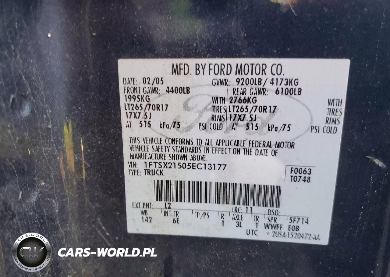 2005 Ford F250 Super Duty VIN:1FTSX21505EC13177 - 12