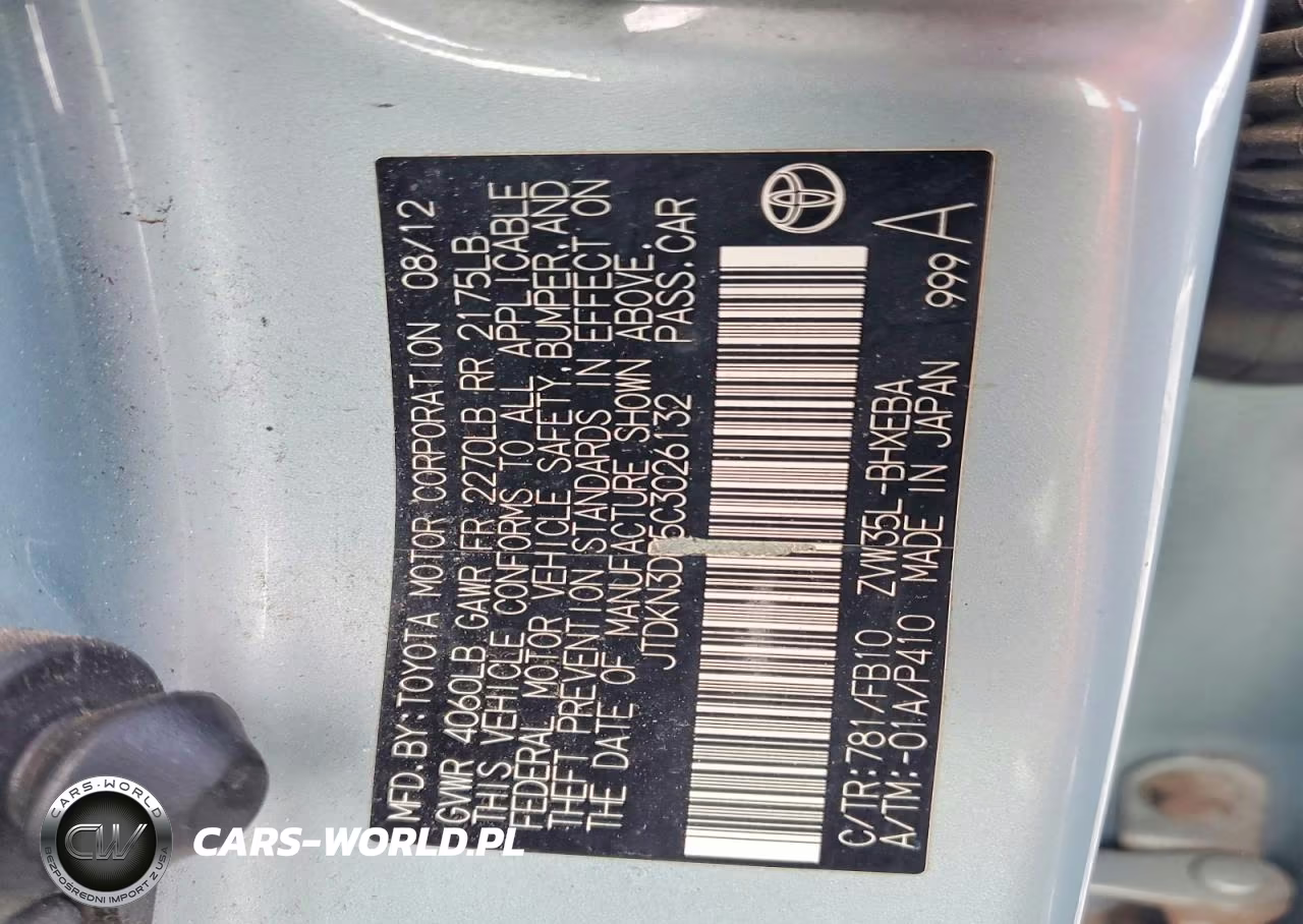 2012 Toyota Prius Plug-In Hybrid Base VIN:JTDKN3DP5C3026132 - 12