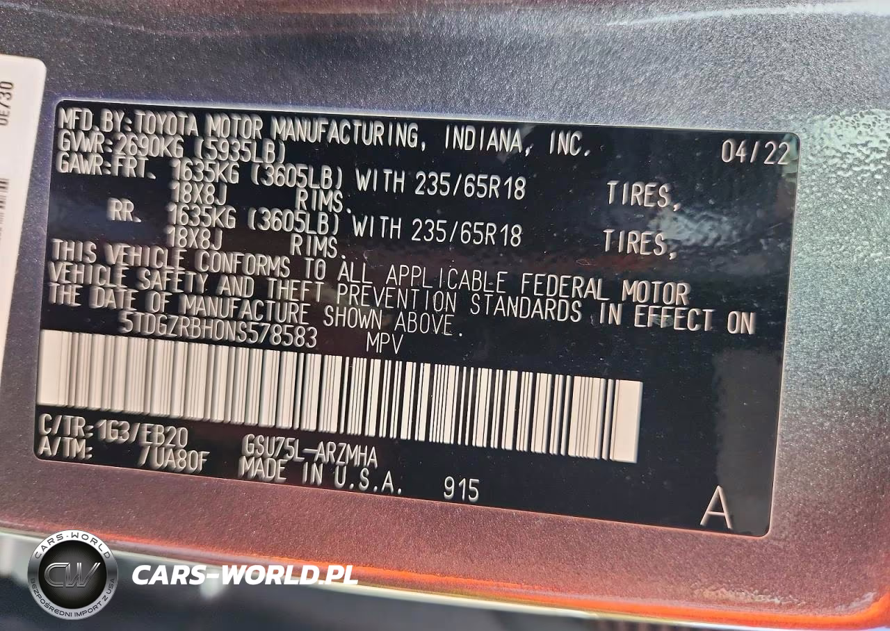 2022 Toyota Highlander Xle VIN:5TDGZRBH0NS578583 - 13