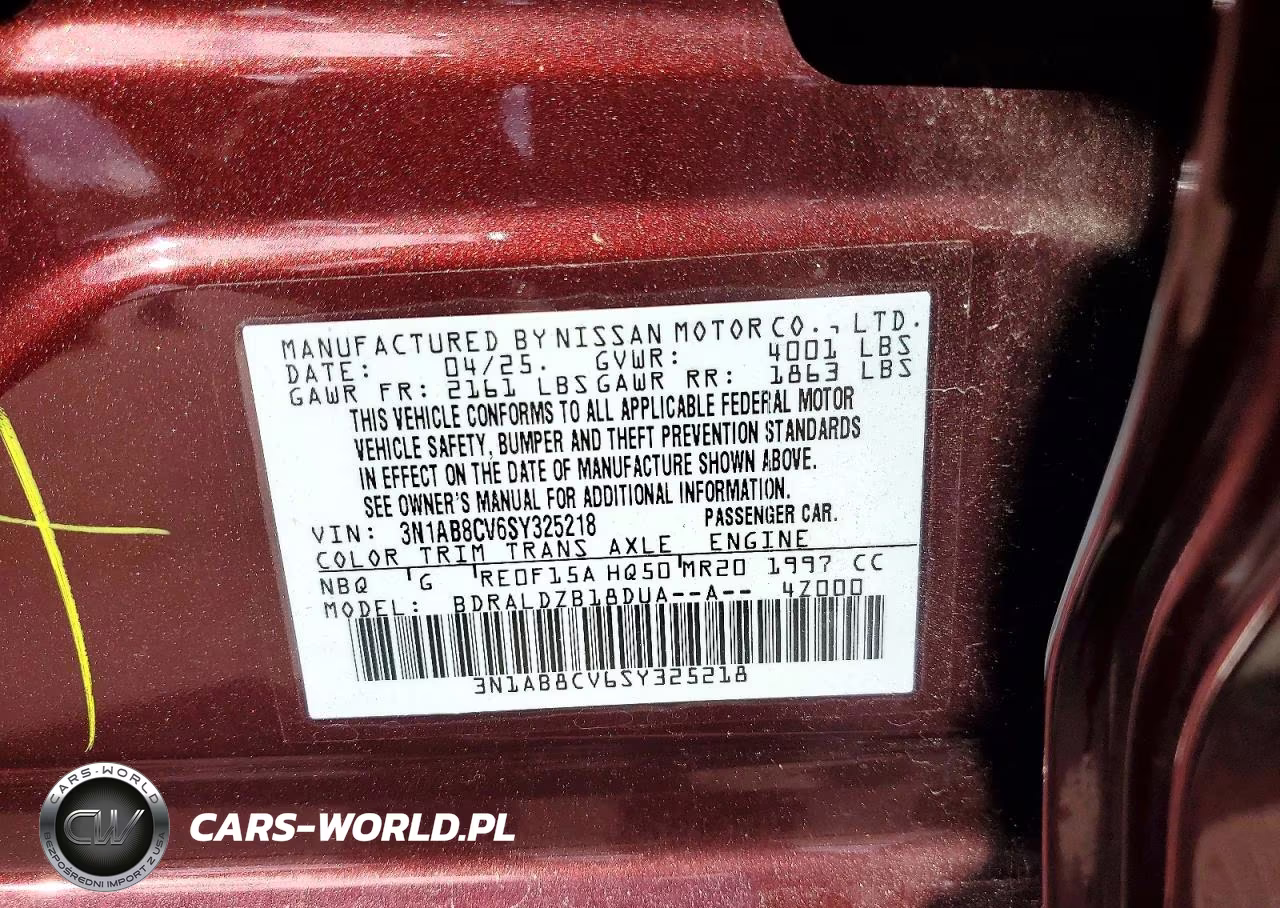2025 Nissan Sentra Sv VIN:3N1AB8CV6SY325218 - 12