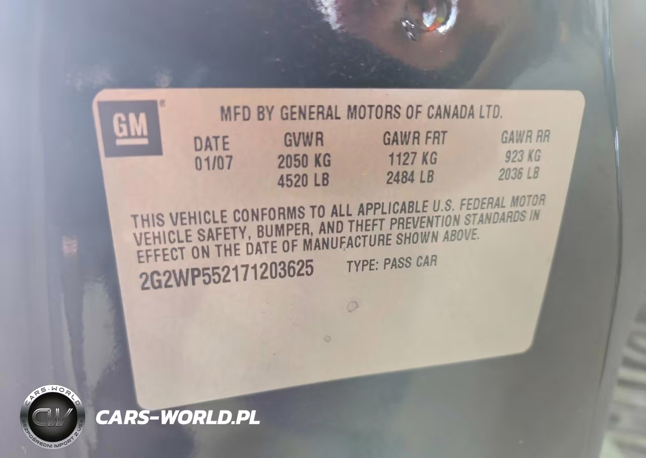 2007 Pontiac Grand Prix VIN:2G2WP552171203625 - 12