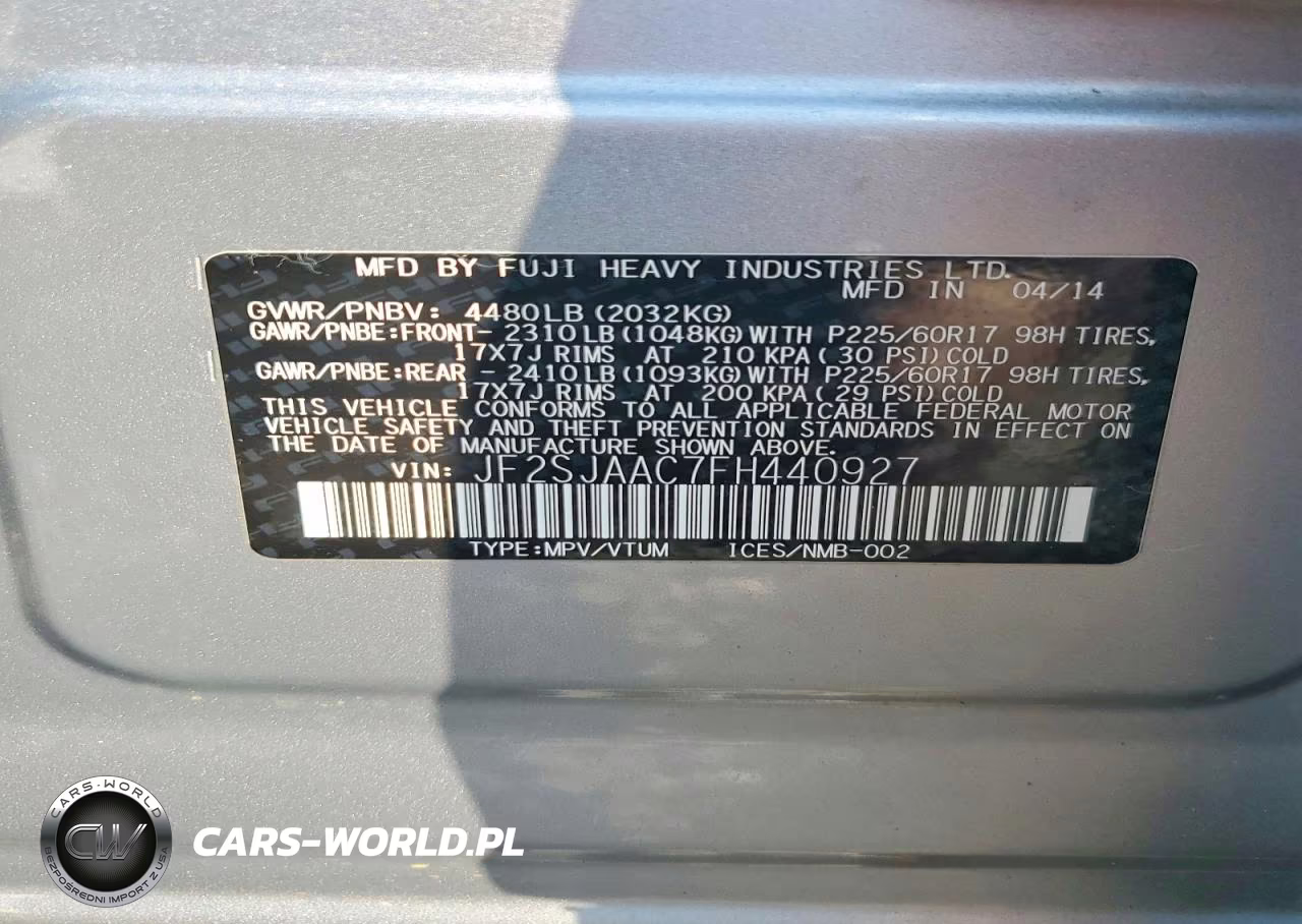 2015 Subaru Forester 2.5I VIN:JF2SJAAC7FH440927 - 13