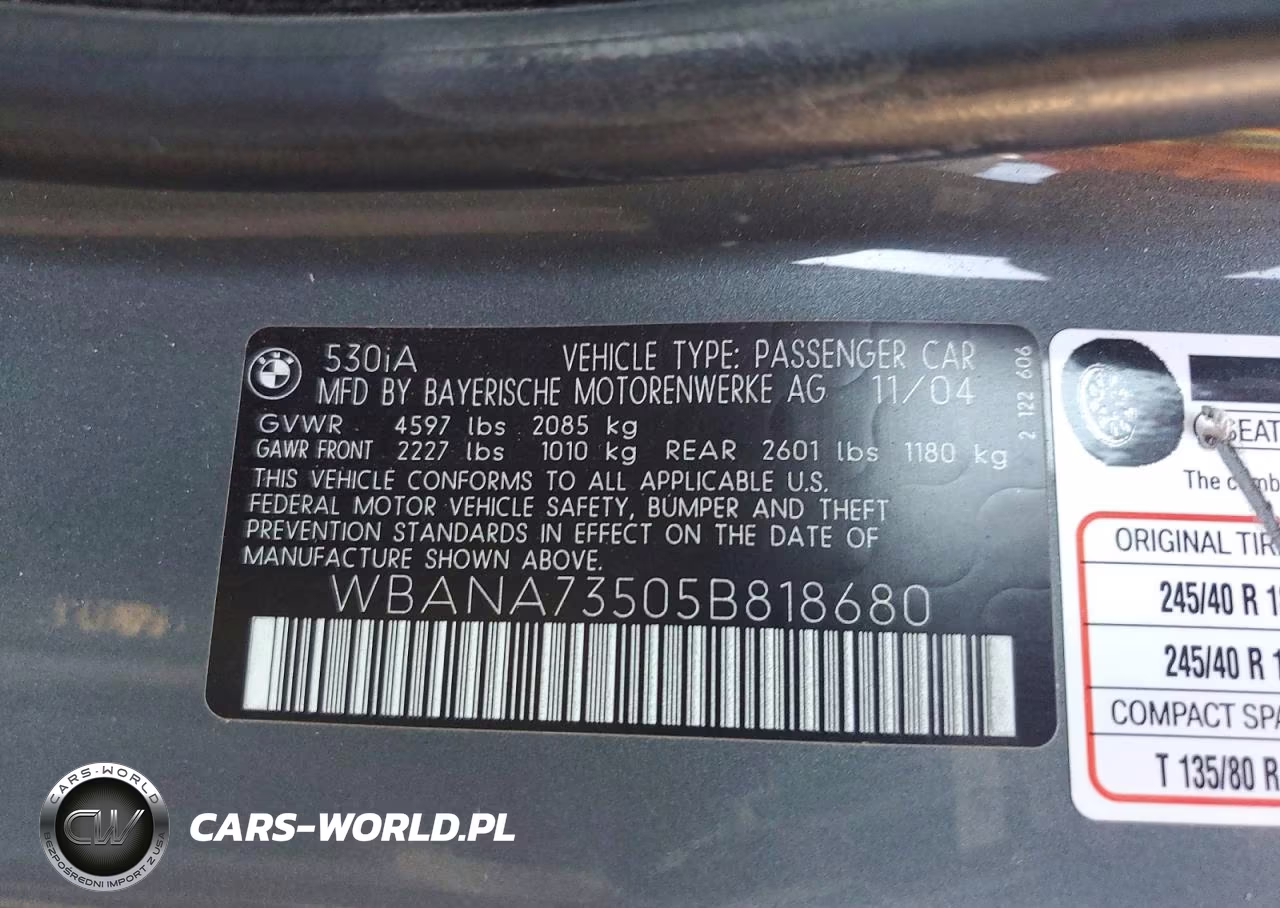 2005 BMW 530 I VIN:WBANA73505B818680 - 12