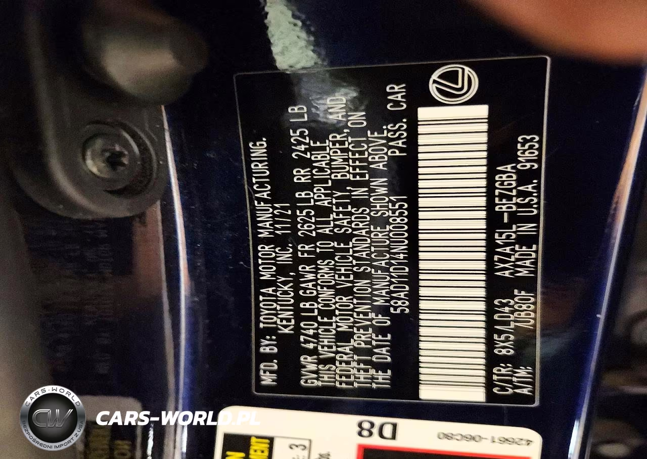 2022 Lexus Es 250 Base VIN:58AD11D14NU008551 - 13