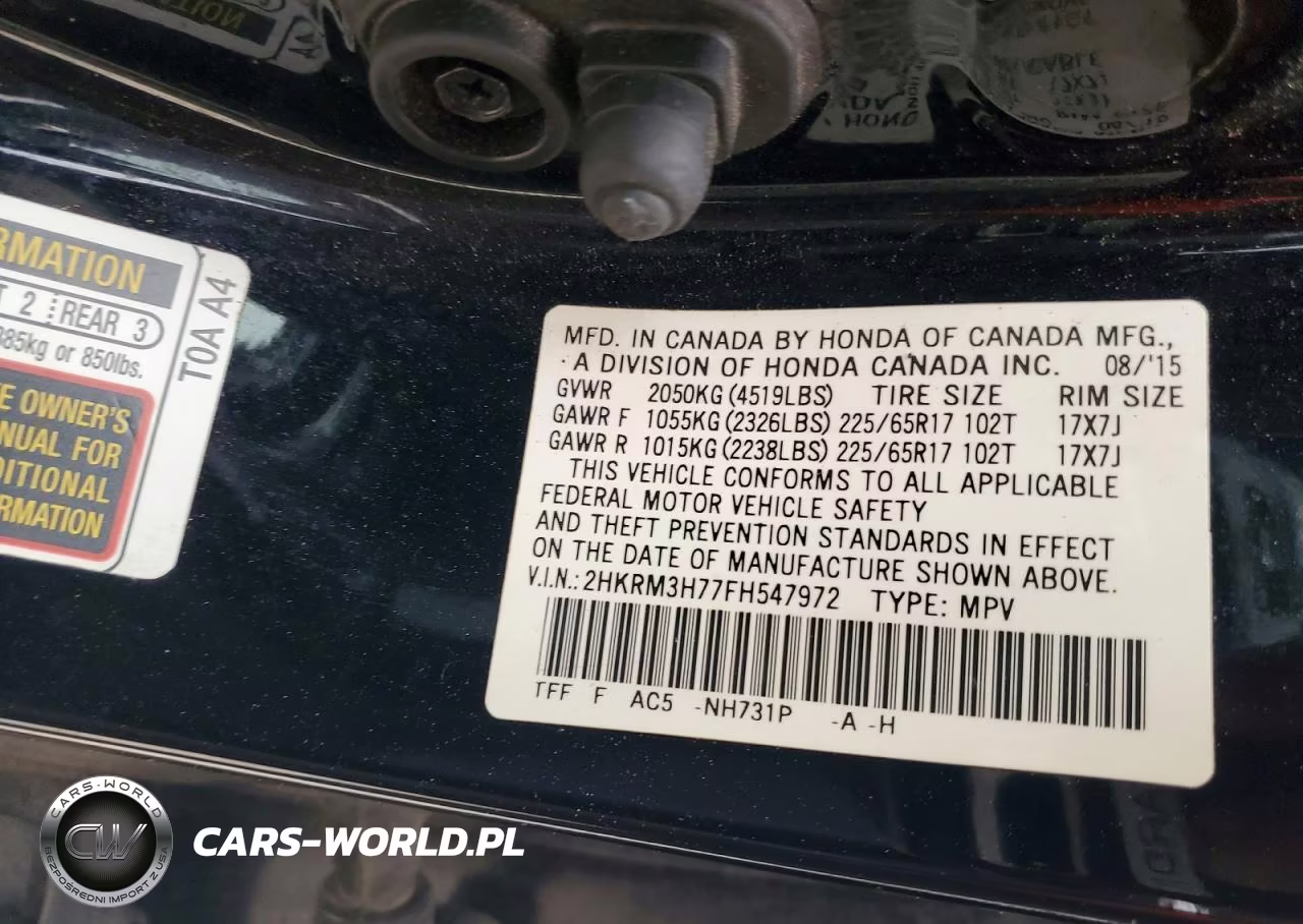 2015 Honda Cr-V Exl VIN:2HKRM3H77FH547972 - 14