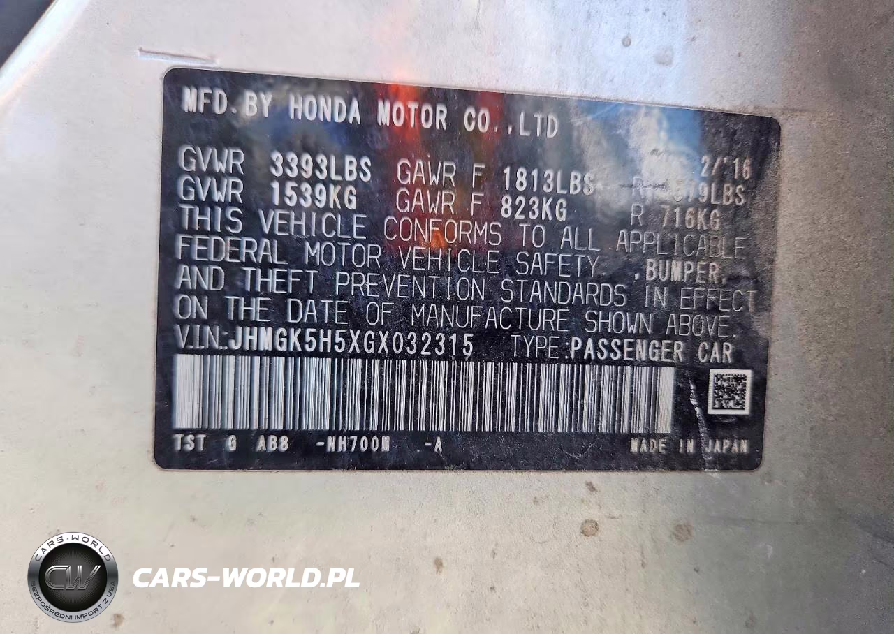 2016 Honda Fit Lx VIN:JHMGK5H5XGX032315 - 12