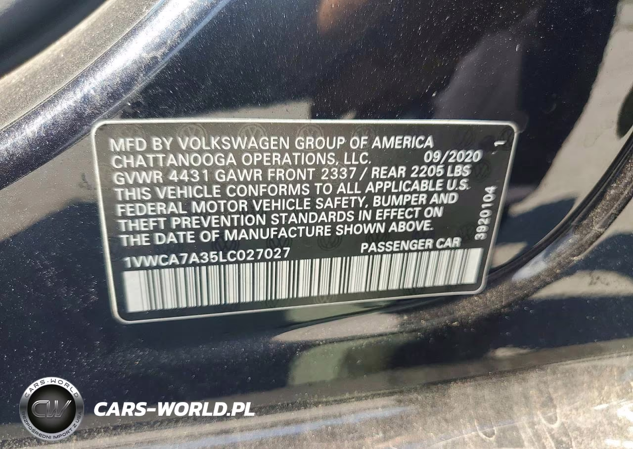 2020 Volkswagen Passat Sel VIN:1VWCA7A35LC027027 - 13
