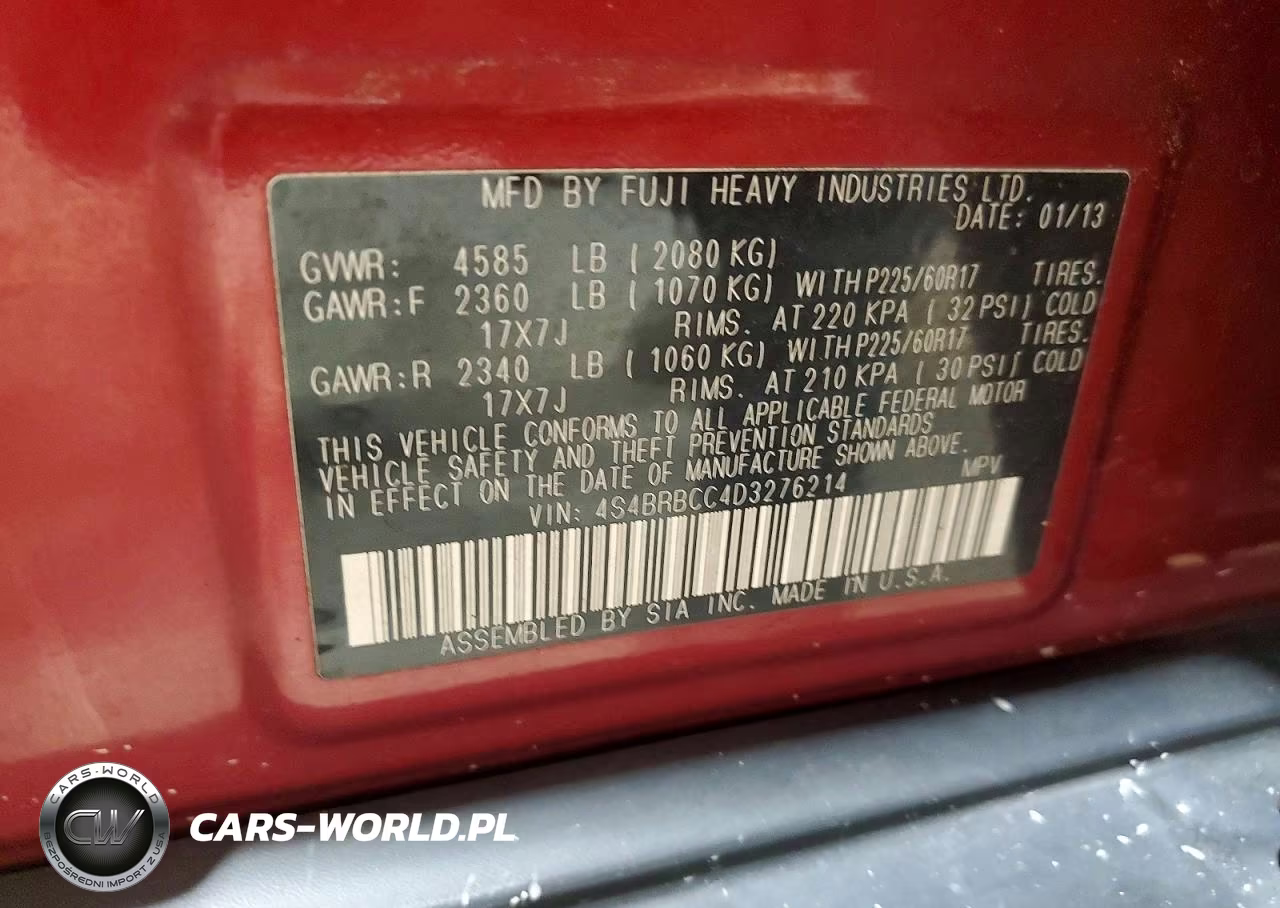 2013 Subaru Outback 2.5I Premium VIN:4S4BRBCC4D3276214 - 13