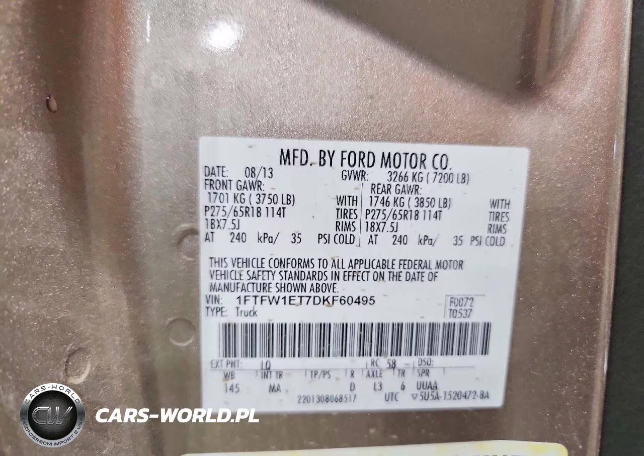 2013 Ford F150 Supercrew VIN:1FTFW1ET7DKF60495 - 12