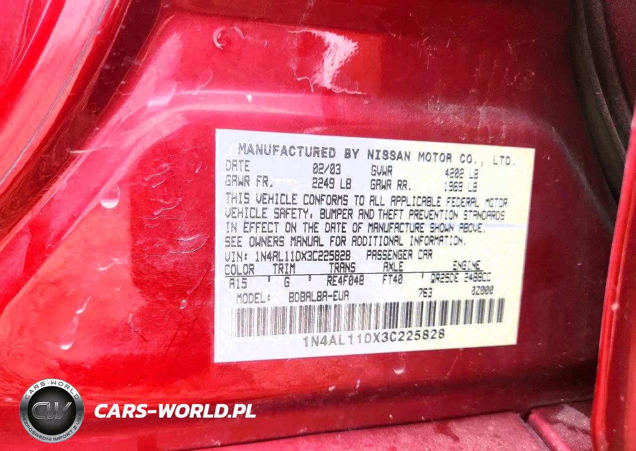 2003 Nissan Altima 2.5 VIN:1N4AL11DX3C225828 - 13