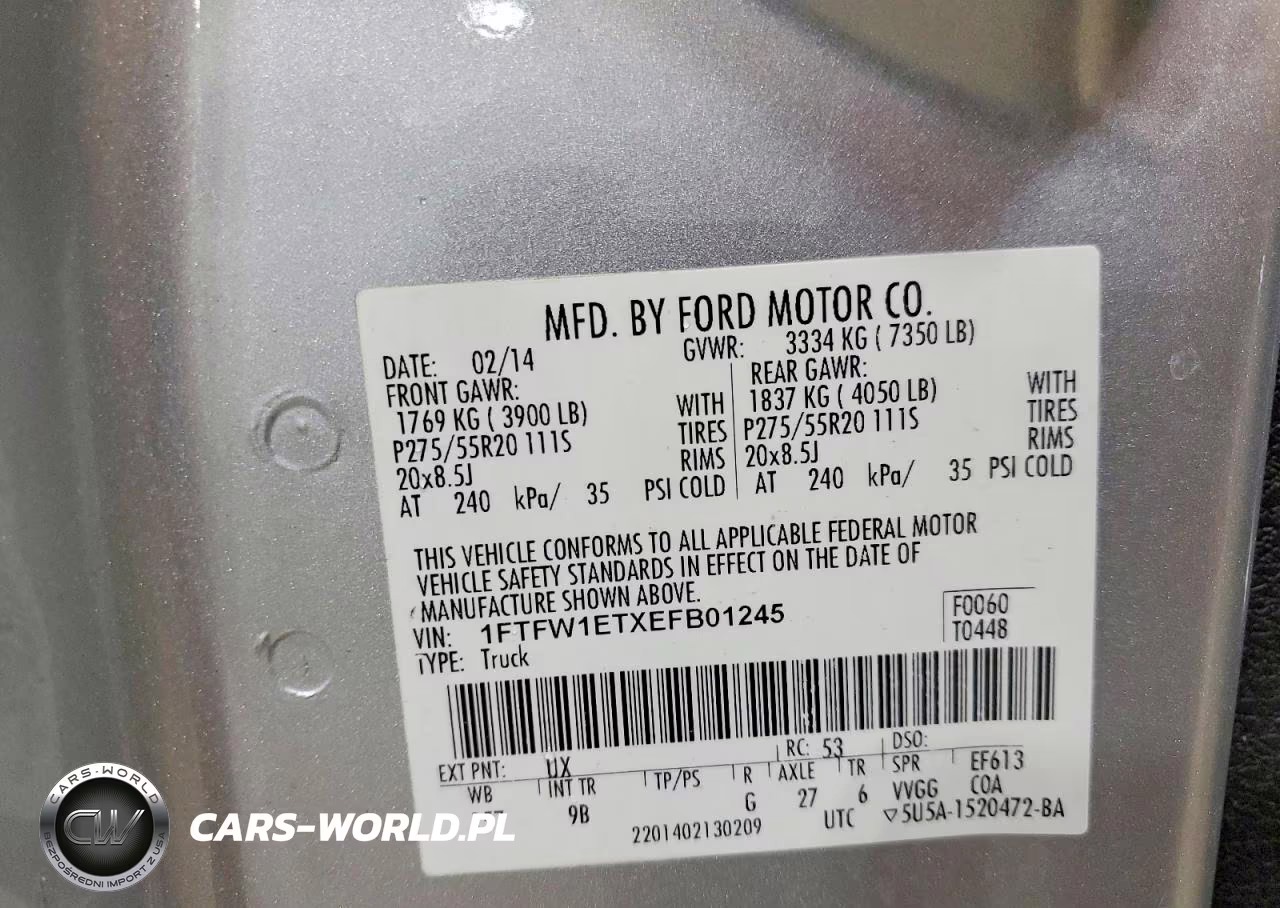 2014 Ford F150 Supercrew VIN:1FTFW1ETXEFB01245 - 12