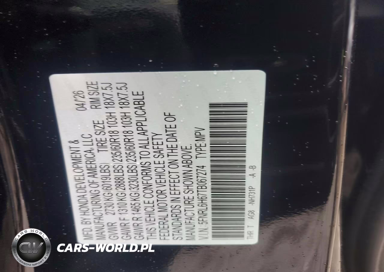 2026 Honda Odyssey Exl VIN:5FNRL6H67TB067274 - 13