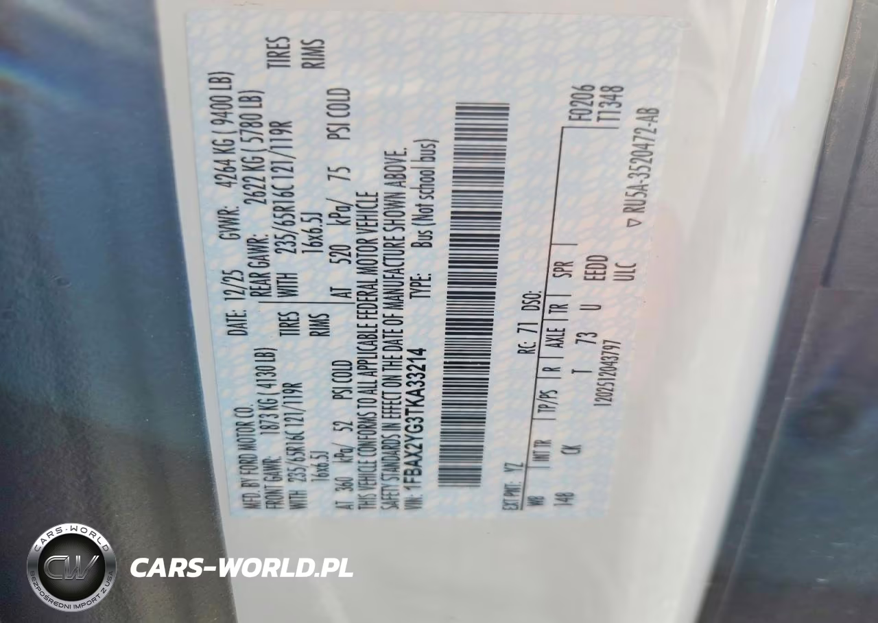 2026 Ford Transit T-350 VIN:1FBAX2YG3TKA33214 - 14