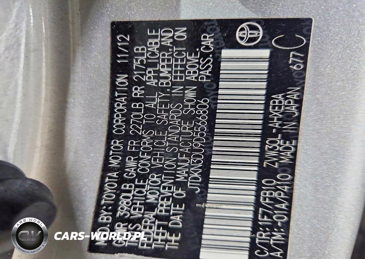 2013 Toyota Prius Two VIN:JTDKN3DU9D5566806 - 12