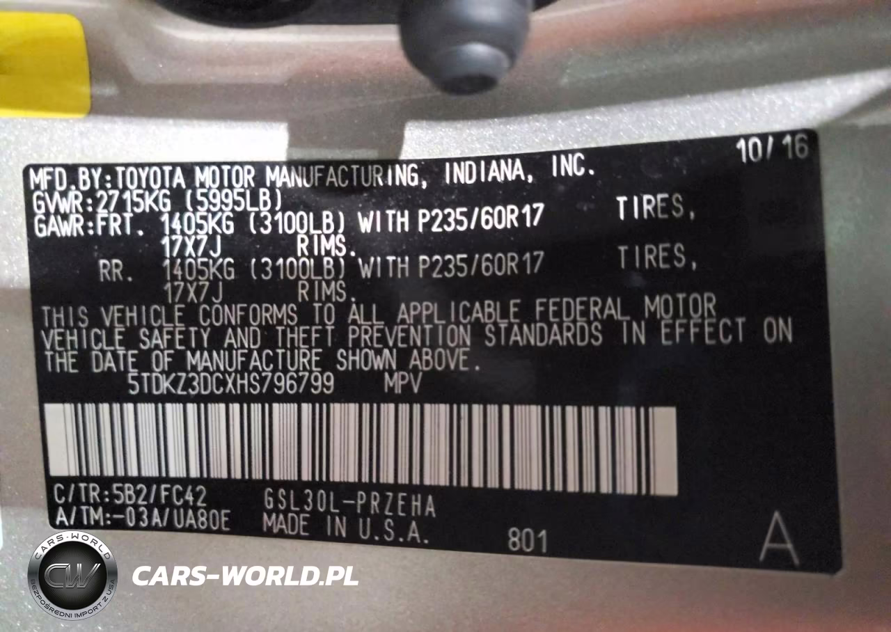 2017 Toyota Sienna Le VIN:5TDKZ3DCXHS796799 - 13