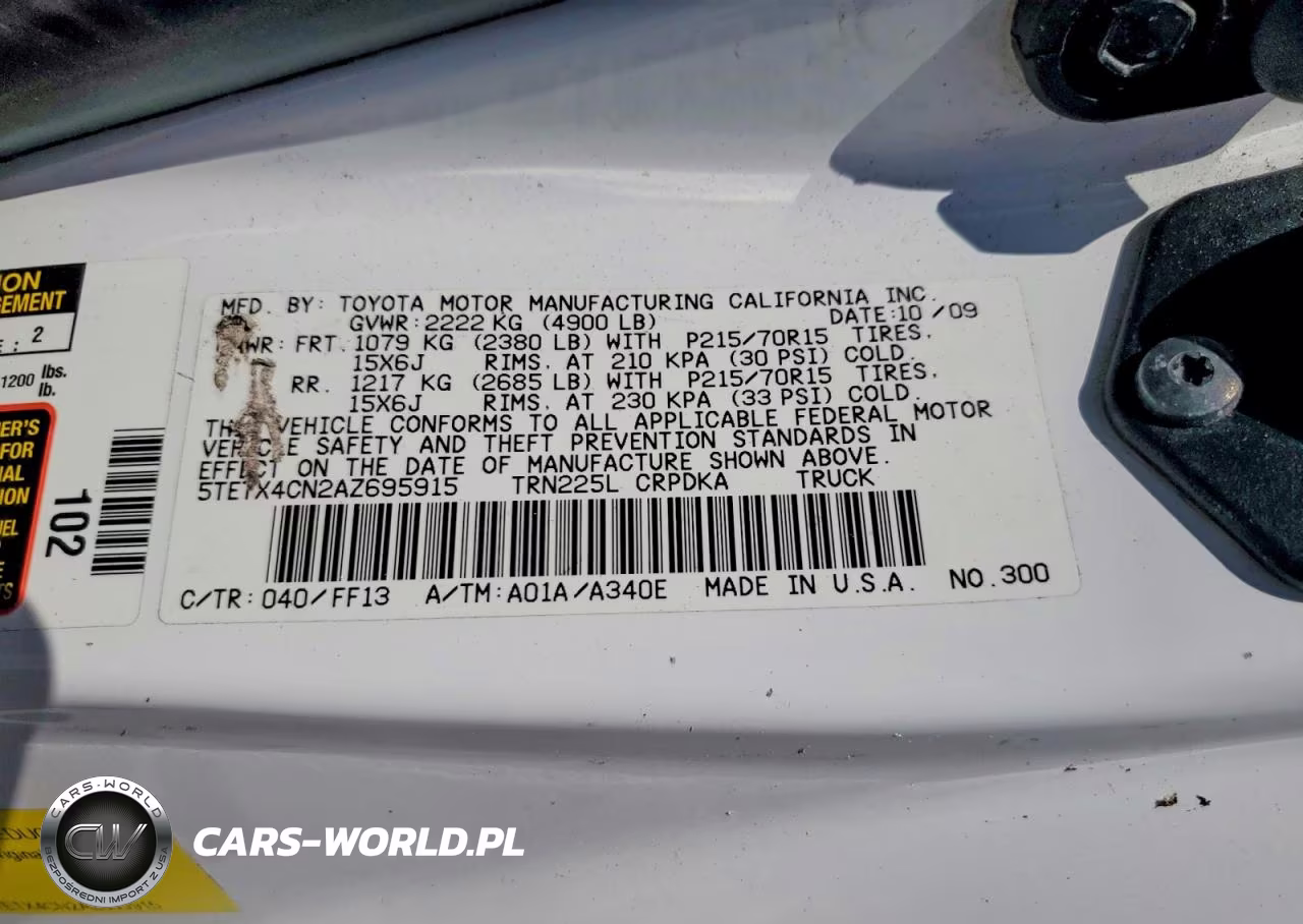 2010 Toyota Tacoma Base VIN:5TETX4CN2AZ695915 - 12